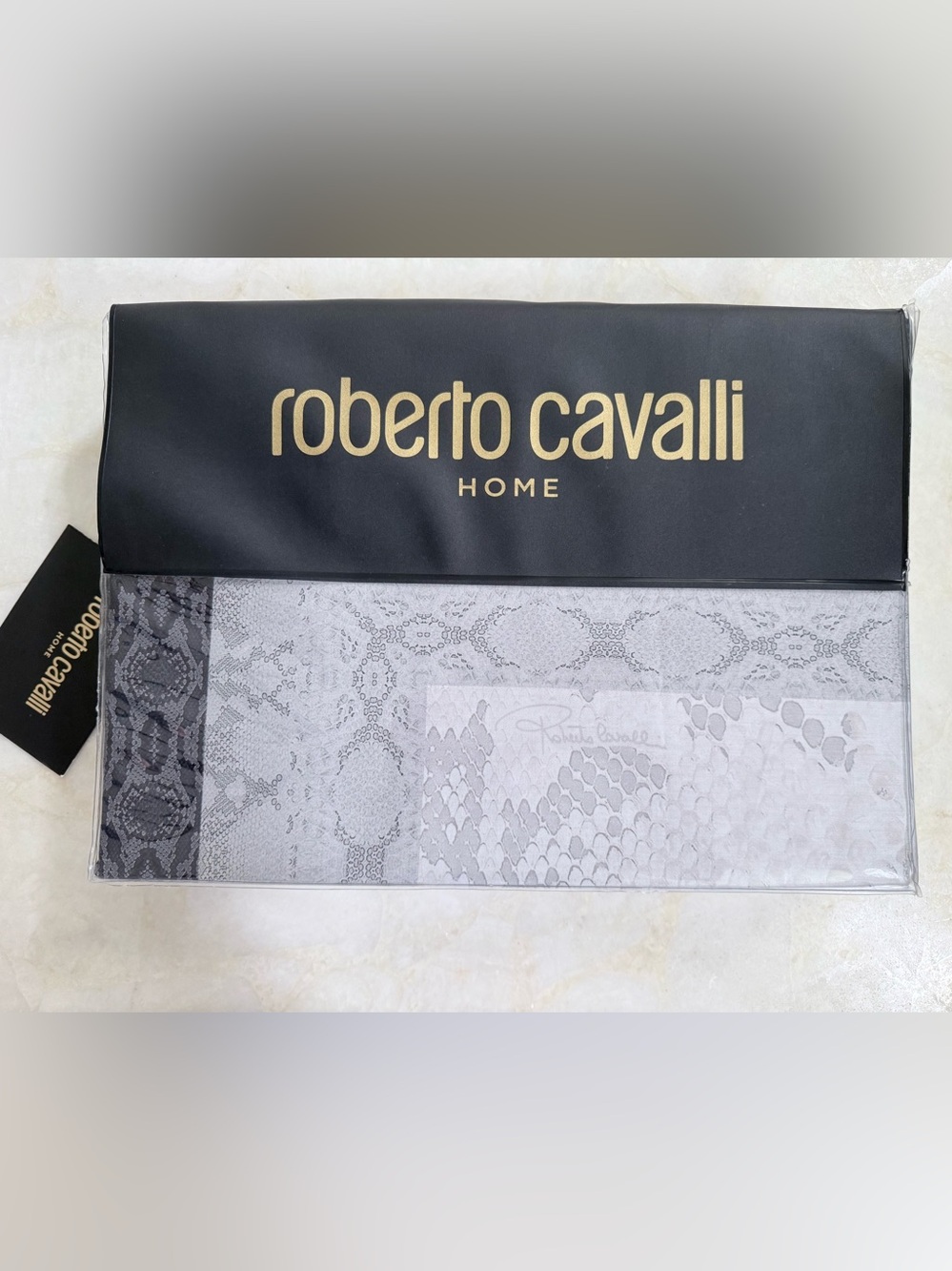 Roberto Cavalli Home Snakeskin Print Signed Queen Duvet Cover 2 Shams Set